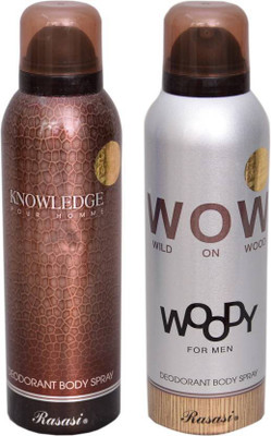 Rasasi ***Rasasi Knowledge,Woody Men Combo Deodorant Spray - For Men(400 ml, Pack of 2)
Rasasi ***Rasasi Knowledge,Woody Men Combo Deodorant Spray - For Men(400 ml, Pack of 2)