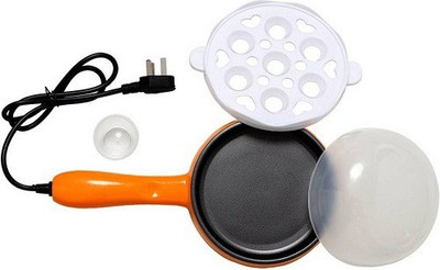 NIASHI 2 In 1 Egg Boiler with Non-Stick Electric Frying Pan Egg Cooker (7 Eggs) Egg Boiler(1 L, Orange)