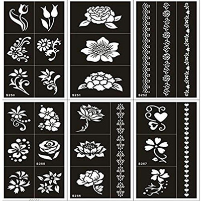 ivana's Henna Tattoo Stencil (Set for 6) Women Girls Hand Finger Body Paint Temporary Tattoo(Hand, Body)
ivana's Henna Tattoo Stencil (Set for 6) Women Girls Hand Finger Body Paint Temporary Tattoo(Hand, Body)