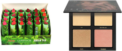 Miss Boss Huda 3D highlighter palette and pack of 24 green tea lipstick combo(Set of 2)
Miss Boss Huda 3D highlighter palette and pack of 24 green tea lipstick combo(Set of 2)