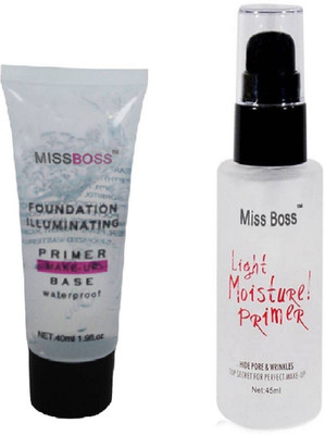 Miss Boss Huda Foundation illuminating Primer - 40 ml and kb light moisturizing Makeup Fixer - 45 ml combo(Set of 2)
