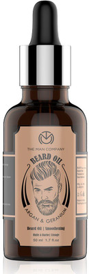 The Man Company Beard and Moustache Oil for Nourishment - 50 ml (Argan and Geranium) Hair Oil(50 ml)