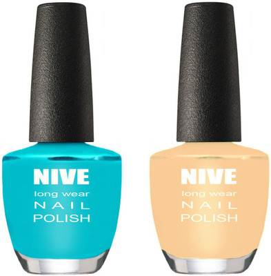 NIVE Ever Shine Nail Polish Sky Blue,Apricoat(Pack of 2)