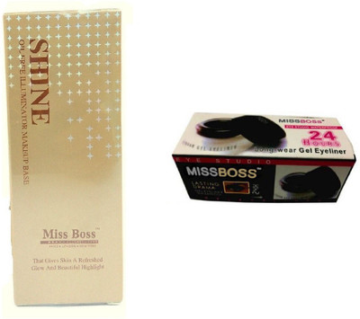 Miss Boss gel eyeliner with brush 6.0 gm and glam shine Oil Free Illuminator Base Highlighter combo(Set of 2)
Miss Boss gel eyeliner with brush 6.0 gm and glam shine Oil Free Illuminator Base Highlighter combo(Set of 2)