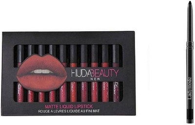 Ladymode HUDA BEAUTY 12 Piece Lipstick & kajal(Set of 2)