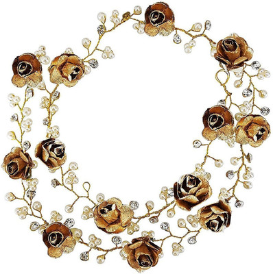 VERBIER Hair Tiara Gajra For Girls Hair Accessory Set(Gold)
