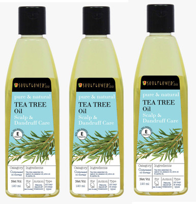 Soulflower Tea Tree Oil Scalp & Dandruff Care Oil Set of 3 Hair Oil(360 ml)