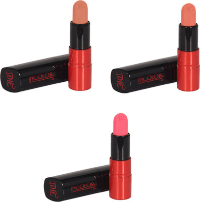Incolor Lusty Lipstick Set of 3 Shade 4,5,6 Each of 3.7Gms(Peach, PInk, Orange)