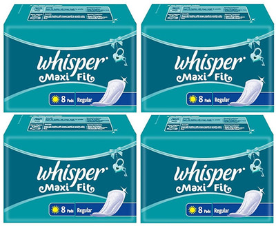 Whisper Maxi Fit 8+8+8+8 Regular Pad Sanitary Pad(Pack of 4)