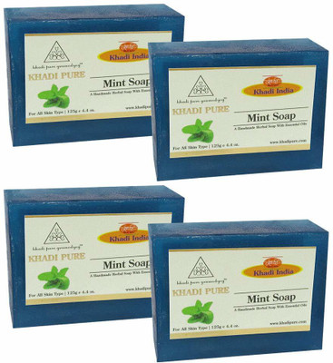 Khadi Pure Herbal Mint Soap - 125g (Set of 4)(500 g, Pack of 4)