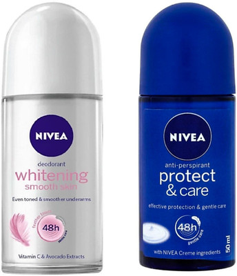Nivea Protect & Care & Whitening Smooth Skin Deodorant Roll-on - For Women(100 ml, Pack of 2)
Nivea Protect & Care & Whitening Smooth Skin Deodorant Roll-on - For Women(100 ml, Pack of 2)