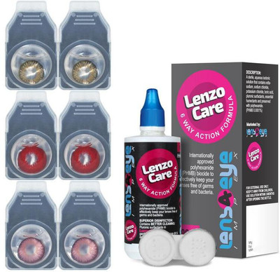 Lenzocare Color Lenses With 100 ml Multipurpose Solution & Lens Case Monthly(-0.00, Colored Contact Lenses, Pack of 6)
Lenzocare Color Lenses With 100 ml Multipurpose Solution & Lens Case Monthly(-0.00, Colored Contact Lenses, Pack of 6)