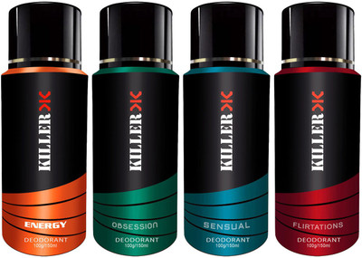 Killer Energy, Obsession, Sensual, Flirtatious Deodorant Spray - For Men & Women (400 g, Pack of 4) Body Spray - For Men & Women(100 ml, Pack of 4)
Killer Energy, Obsession, Sensual, Flirtatious Deodorant Spray - For Men & Women (400 g, Pack of 4) Body Spray - For Men & Women(100 ml, Pack of 4)