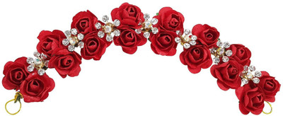 VERBIER Stone hair Gajra For Women Stylish hair accessories Hair Accessory Set(Red)