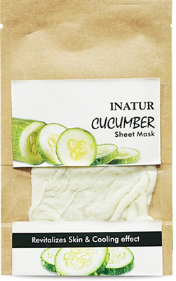 Inatur Cucumber Sheet Mask 38g, Revitalizes Skin & Cooling Effect(38 g)