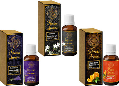 Precious Aromas Lavender, Jasmine & Mandrin Essential Oil Pack of 3(15 ml)