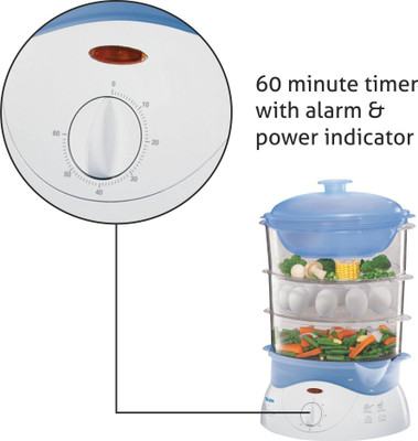 GLEN GL 3051 Steam cooker Food Steamer(White and blue)