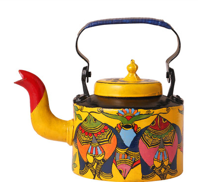 iMithila Madhubani Folk Art Designer Handpainted Tea/Coffee Kettle in Mithila Style with Beautiful Auspicious Fishes Kettle Jug(2.25 L)