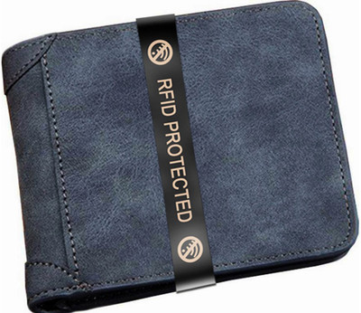 Shockyfi Men Blue Artificial Leather Wallet(6 Card Slots)