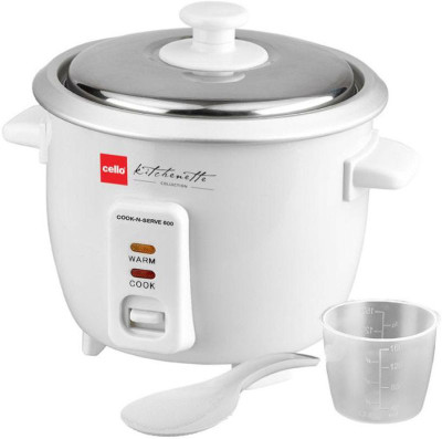 Cello 600 Electric Rice Cooker(0.6 L, White)