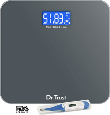 Dr. Trust (USA) Platinum Rechargeable Digital Personal Weighing Scale Electronic Weight Machine For Human Body with Temperature Display (USB Cable, Thermometer, Measuring Tape Included) Weighing Scale(Grey)
Dr. Trust (USA) Platinum Rechargeable Digital Personal Weighing Scale Electronic Weight Machine For Human Body with Temperature Display (USB Cable, Thermometer, Measuring Tape Included) Weighing Scale(Grey)