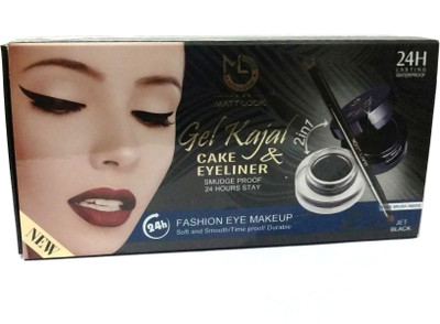 Mattlook 2in1 Gel Kajal & Cake Eye Liner(Black, 7 g)
