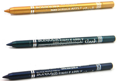Bonjour Paris Single Apply 08072016139 Golden-Green-Navy Blue Kajal(Golden, Green, Navy Blue, 3.6 g)