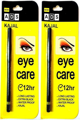 Pears ADS Waterproof Jet Black Eye Kajal 12Hr Pack of two(Jet Black, 0.7)