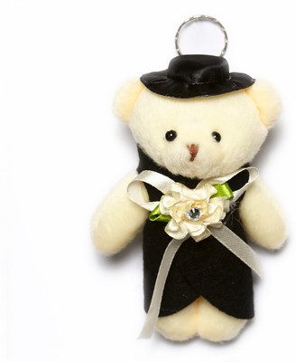 Lotus E CREAM TEDDY WITH BLACK HAT COAT Key Chain