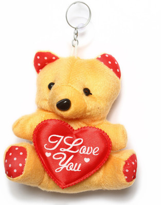 Lotus E BIG COFFEE TEDDY I LOVE U HEART Key Chain