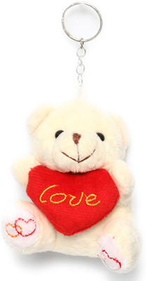 Lotus E TEDDY WHITE WITH RED HEART LOVE Key Chain