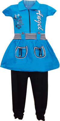 Fashionitz Girls Casual Top Pant(Blue