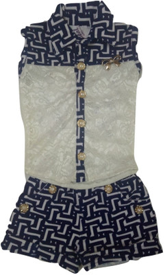 Kid n Kids Girls Party(Festive) Top Shorts(White