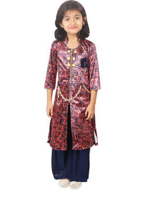 Gungun Fashion Girls Party(Festive) Dress Dress(Multicolor), Maroon