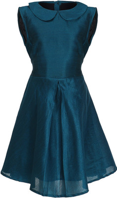 Femi Girls Midi/Knee Length Party Dress(Blue, Sleeveless, Fab blue
