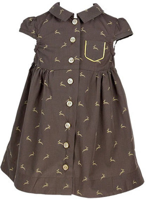 page3baby Girls Midi/Knee Length Party Dress(Brown, Cap Sleeve