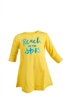 Abito Girls Midi/Knee Length Casual Dress(Yellow, 3/4 Sleeve, Lemon