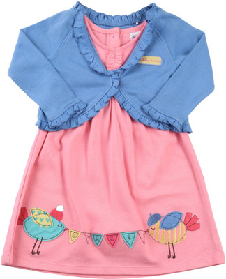 FS Mini Klub Girls Midi/Knee Length Casual Dress(Blue, Sleeveless, Blue blu