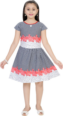 Saarah Girls Midi/Knee Length Casual Dress(Multicolor, Cap Sleeve