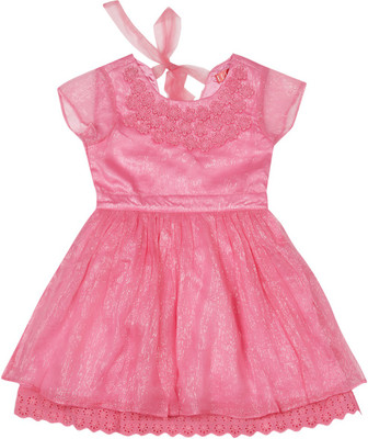 Elle Kids Girls Mini/Short Casual Dress(Pink, Half Sleeve, Me. pink