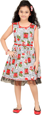 Trendyy Girls Girls Midi/Knee Length Party Dress(Multicolor, Sleeveless
