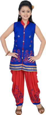 Saarah Girls Kurta and Patiala Set(Blue Pack of 1