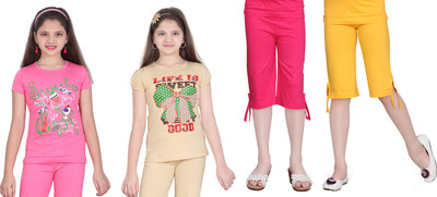 Sini Mini Kids Nightwear Girls Printed Cotton, Multicolor
