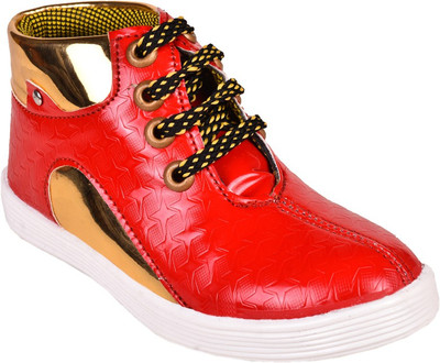 Trilokani Boys Lace Sneakers(Red, Multticolor