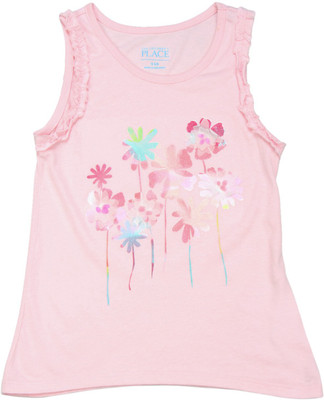 The Children's Place Girls Printed Cotton T Shirt(Pink, Pack of 1, Y0
