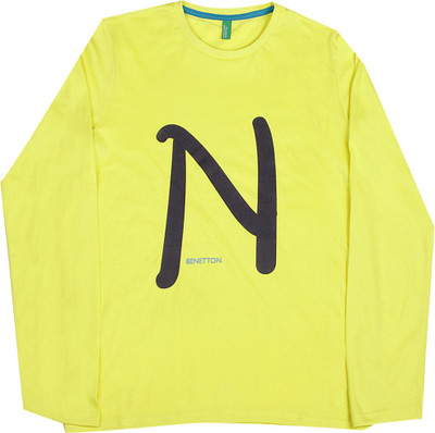 United Colors of Benetton Boys Printed Cotton T Shirt(Yellow, Pack of 1, K24