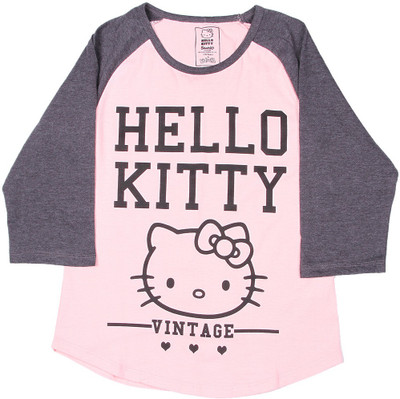 Hello Kitty Girls Printed Cotton T Shirt(Pink, Rose