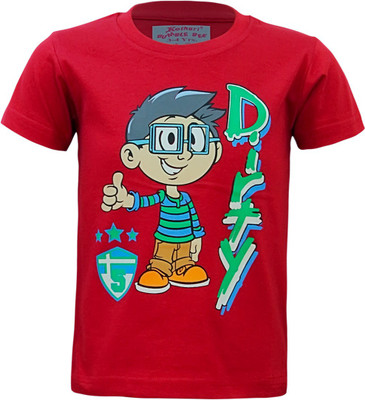 Kothari Boys Printed Cotton T Shirt(Maroon, Pack of 1