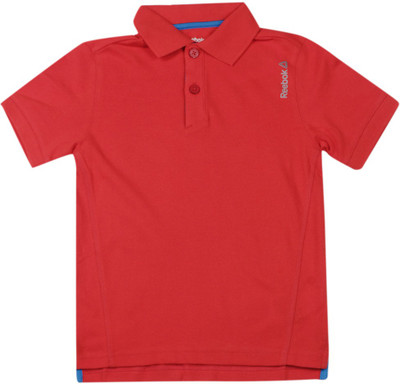 REEBOK Boys Solid Cotton T Shirt(Red, Pack of 1, Riored