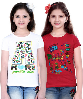 Sini Mini Girls Cotton Top(Multicolor, Pack of 2